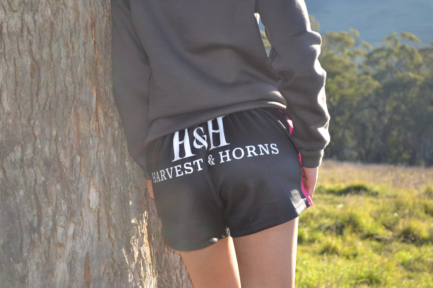 Pink and Black Footy Shorts