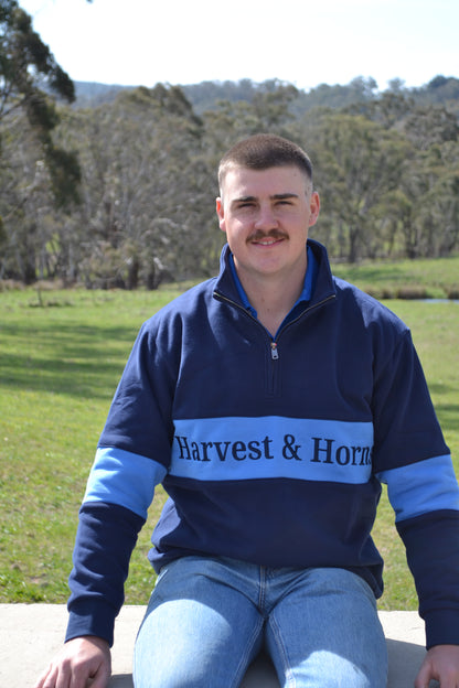 Navy and Blue Unisex 1/4 Zip Jumper