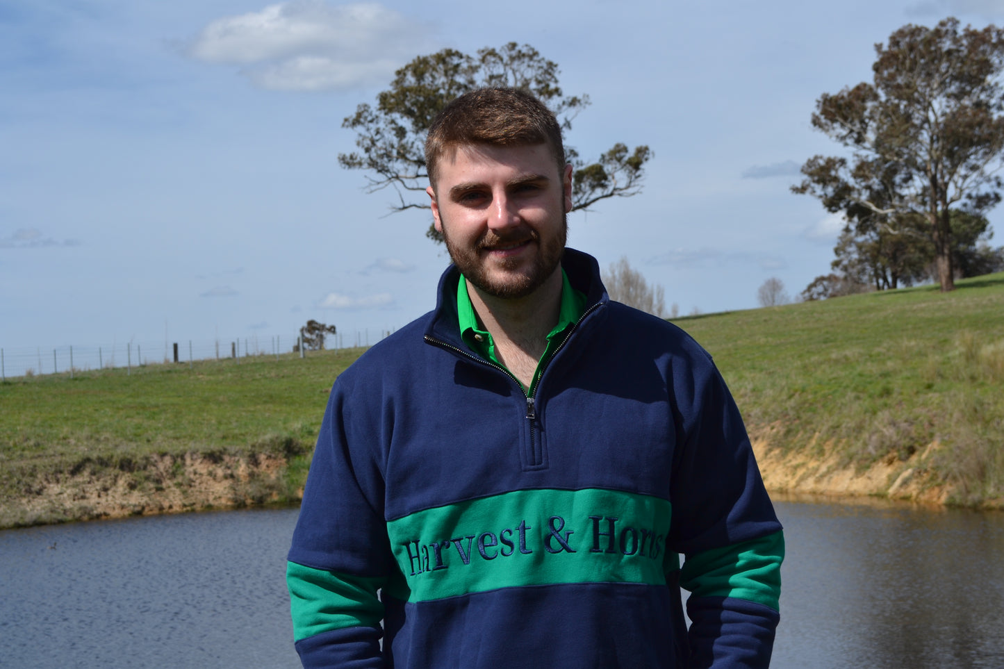 Navy and Green Unisex 1/4 Zip Jumper