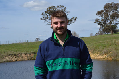 Navy and Green Unisex 1/4 Zip Jumper