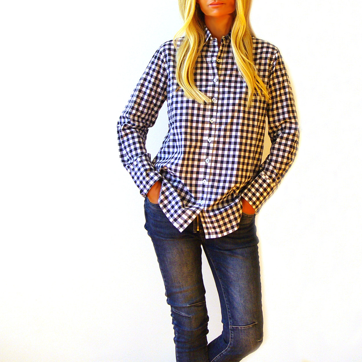 Who's Charlie - Riley Slim Fit Indigo Gingham Shirt